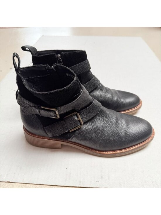 Clarks Shoes - Clarks Women 10 M Camzin Dime Black Ankle Boots Side Zip Buckle Boho Western